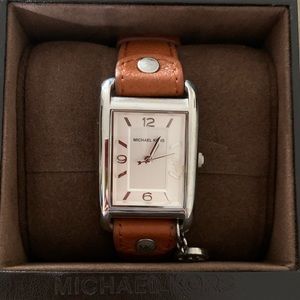 Michael Kors leather band and silver watch